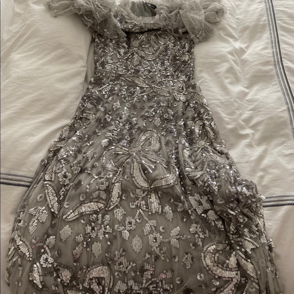 Needle & Thread Silver Sequin Embellished Gown - Picture 5 of 6